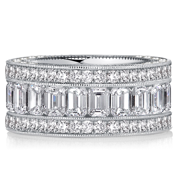 

Italo Channel Set Emerald Cut Eternity Band For Women, White