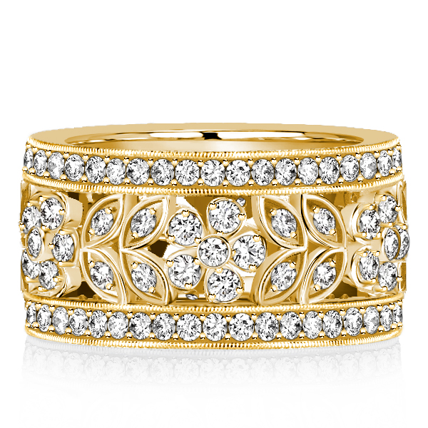 

Italo Golden Floral Eternity Band Vintage Wedding Band For Women, White