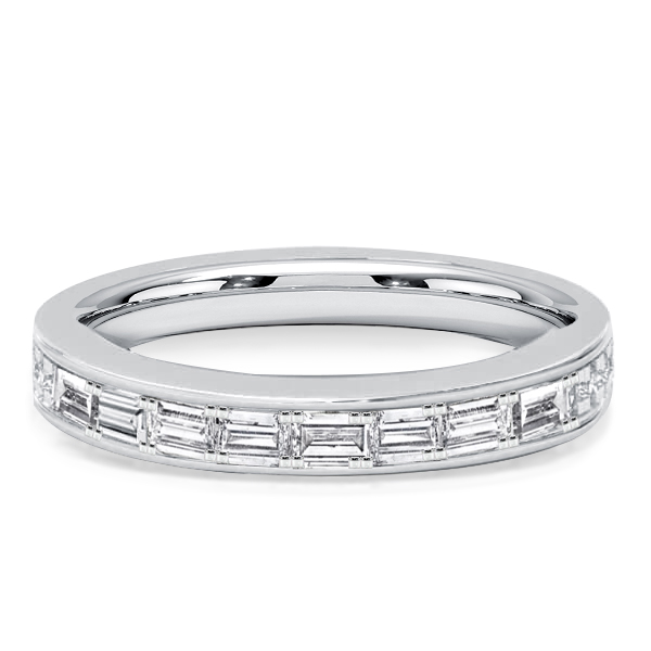 

Italo Channel Setting Baguette Cut Half Eternity Wedding Band, White