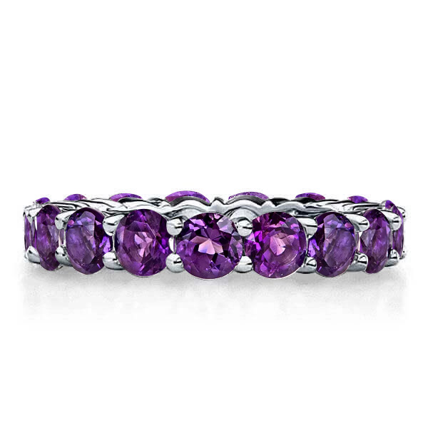 

Italo U-prong Amethyst Eternity Wedding Band For Women, White