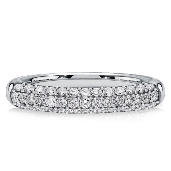 

Italo Micro Pave Triple Row Half Eternity Wedding Band, White