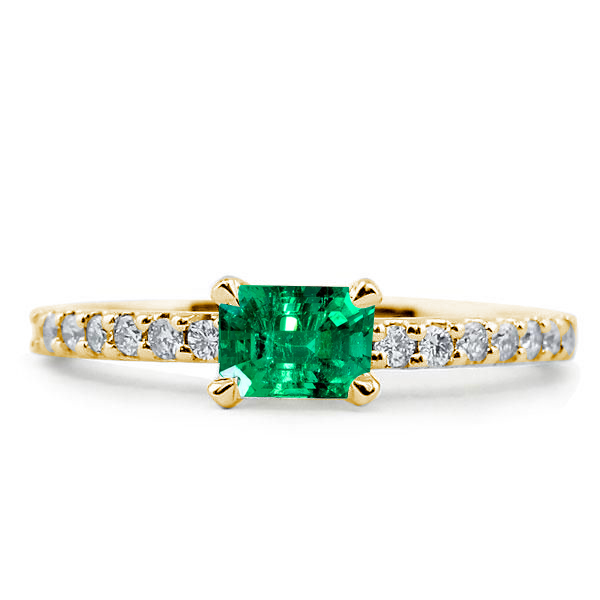 

Italo Golden East West Emerald Cut Emerald Ring Band, White