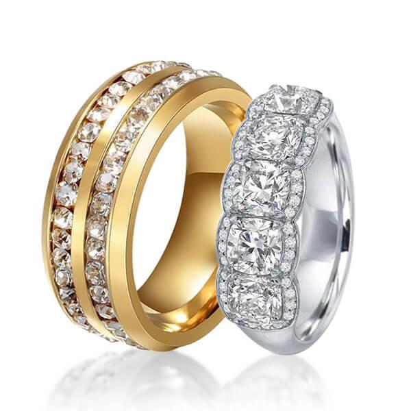 

Italo Halo Cushion Created White Sapphire Couple Rings