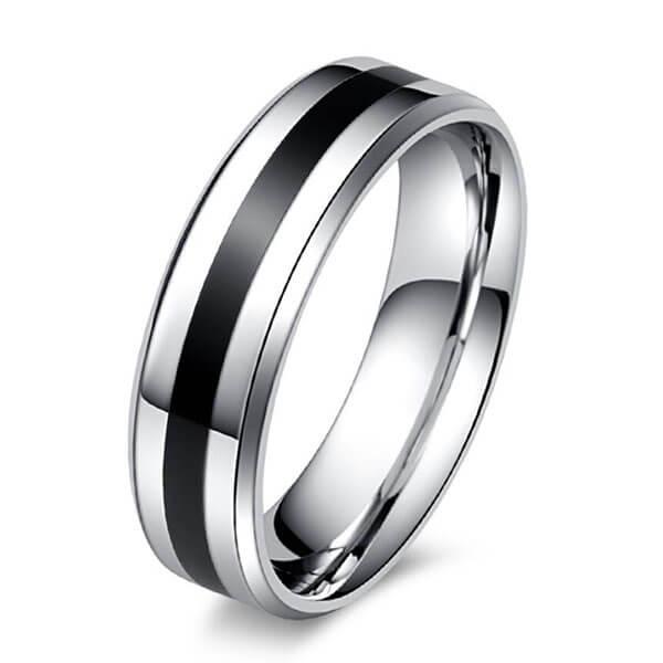 

Italo Black Belt Titanium Steel Men's Wedding Band, White