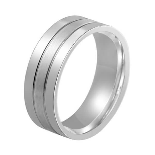 

Italo Dull Polish Design Titanium Steel Men's Wedding Band, White