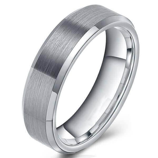 

Drawbench Tungsten Steel Men's Wedding Band, White