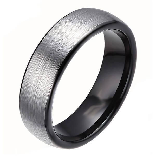 

Two Tone Black & White Tungsten Steel Men's Wedding Band