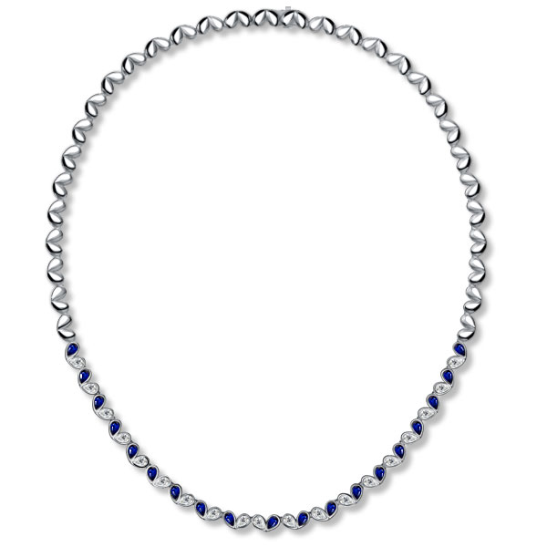 

Italo Blue Sapphire Sweetheart Tennis Necklace For Women, White