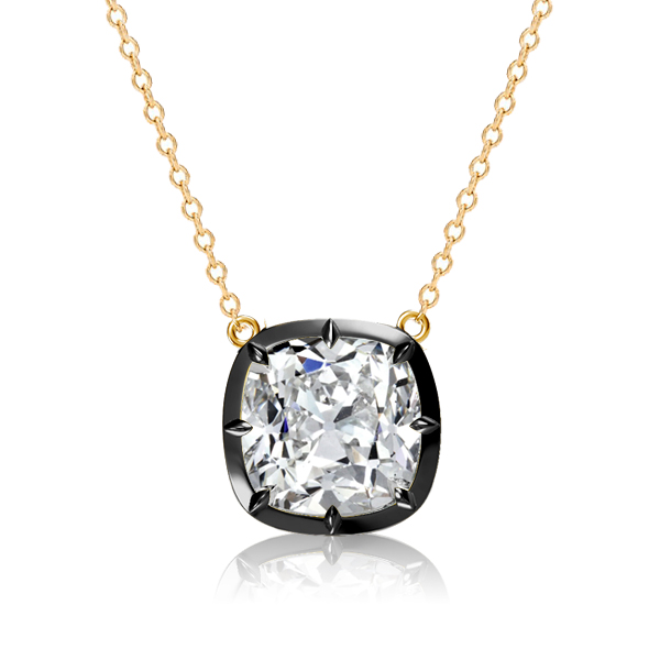 

Italo Short Necklace Cushion Cut Solitaire Pendant Necklace, White