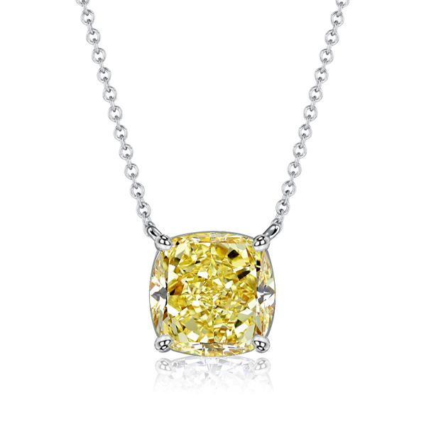 

Italo Yellow Topaz Cushion Cut Pendant Necklace Solitaire, White