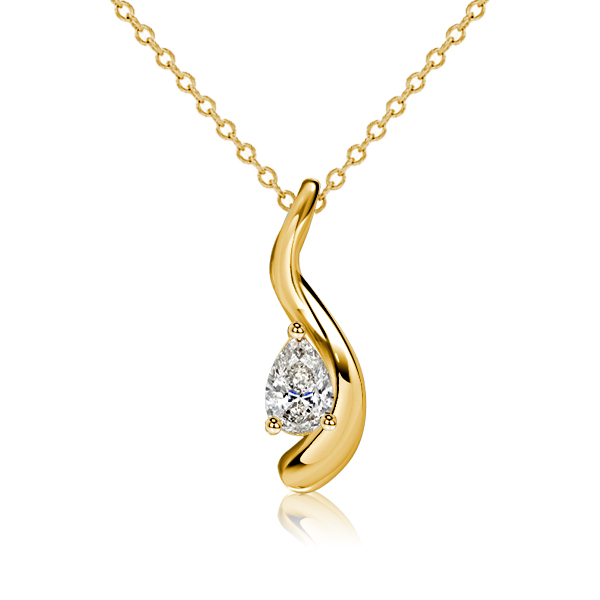 

Italo Golden Pear Shaped Solitaire Pendant For Women, White