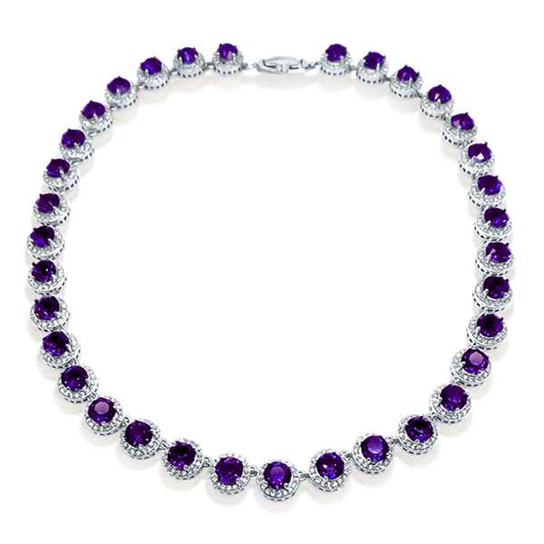 

Italo Eternity Halo Amethyst Tennis Necklace Sterling Silver, White