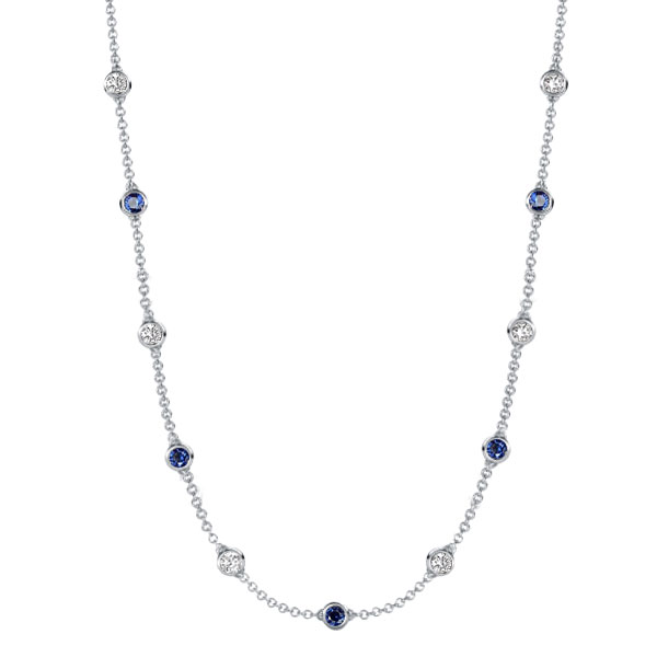 

Italo Blue & White Sapphire Bezel Set Tennis Necklace