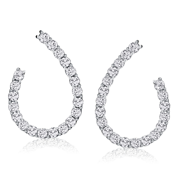 

Round Cut White Sapphire Hoop Earrings In Sterling Silver