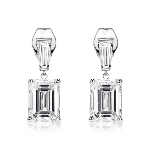 

Italo Emerald Cut White Sapphire Drop Earrings