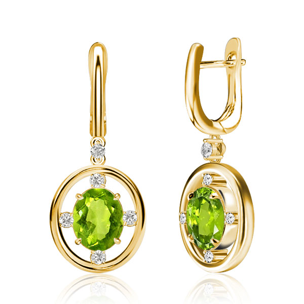 

Italo Peridot Oval Oval-shaped Drop Earrings Silver Earrings, White