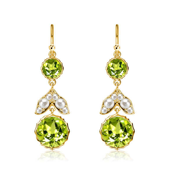 

Italo Peridot Sapphire Drop Earrings For Women Vintage Earrings, White