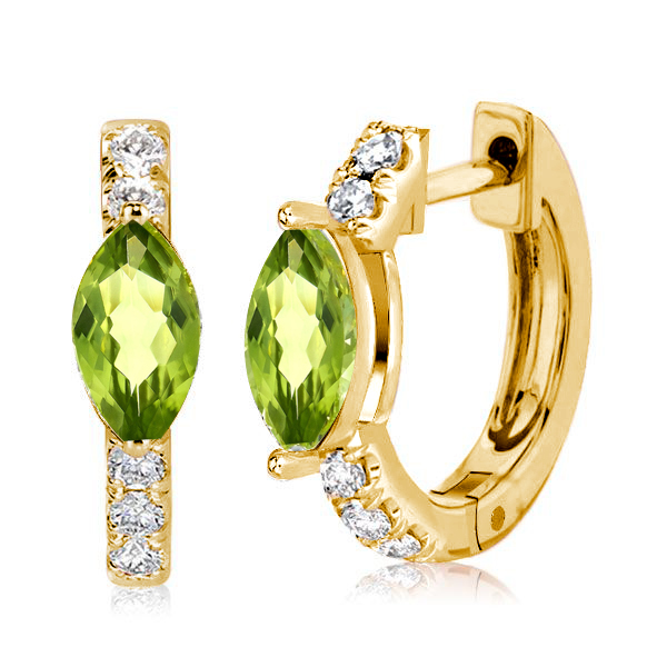 

Italo Marquise Cut Peridot Silver Hoop Earrings For Women, White