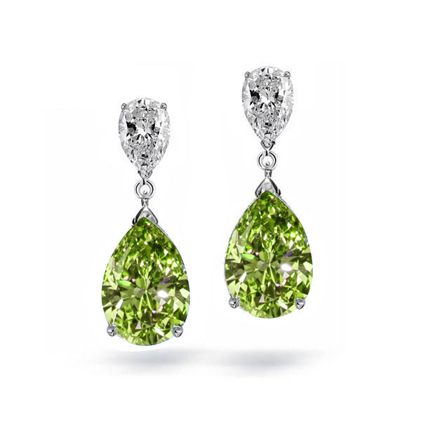 

Italo Peridot Pear Shaped Drop Earrings In Sterling Silver, White