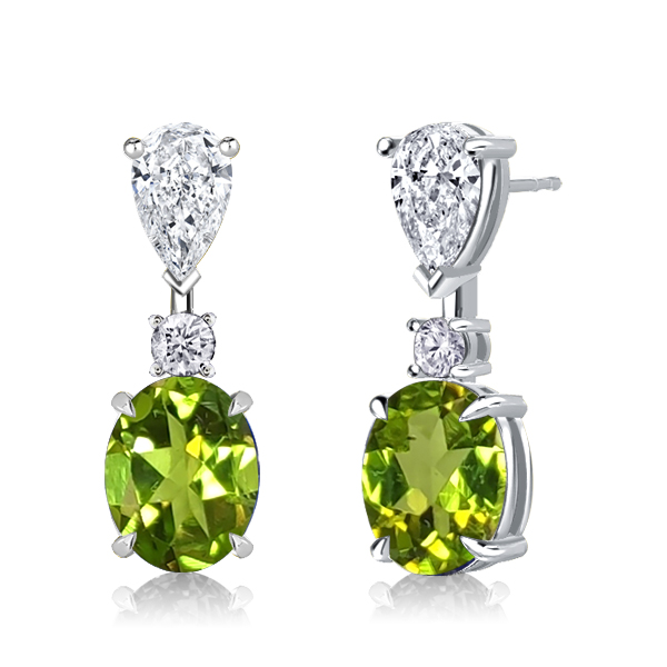 

Italo Peridot Oval Cut Drop Earrings For Women, White