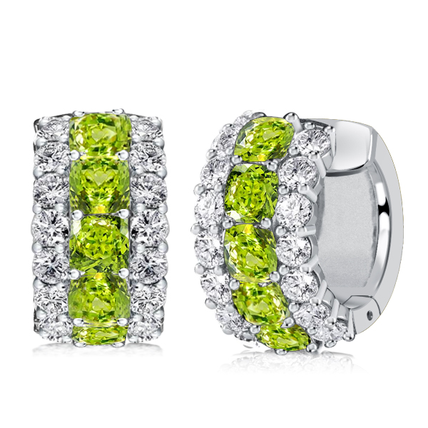 

Italo Cushion Cut Peridot Silver Hoop Earrings For Women, White