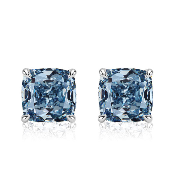 

Italo Blue Topaz Cushion Cut Stud Earrings In Sterling Silver, White