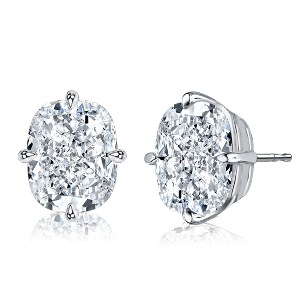 

Italo Cushion Cut Solitaire Stud Earrings In Sterling Silver, White