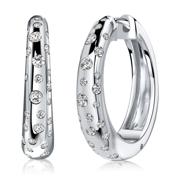 

Italo White Sapphire Flush Setting Silver Hoop Earrings