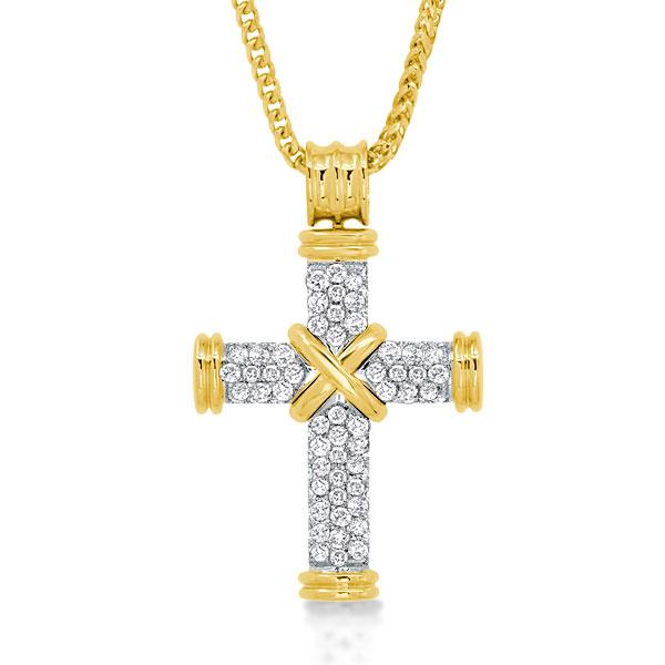 

Golden Design Round Cut Cross Necklace For Women, White