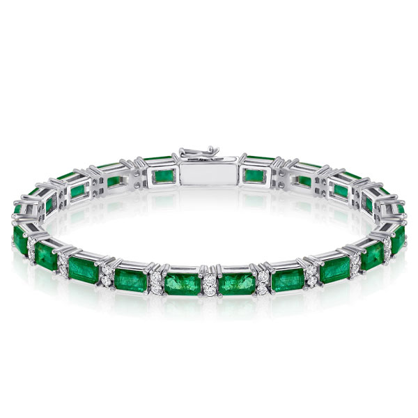 

Alternating Double White & Baguette Emerald Tennis Bracelet