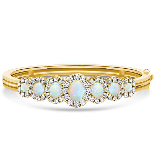 

Italo Halo Opal Bangle Bracelet Opal Jewelry Antique Bangle, White