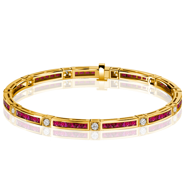 

Italo Princess Cut Ruby Sapphire Tennis Bracelet For Wedding, White