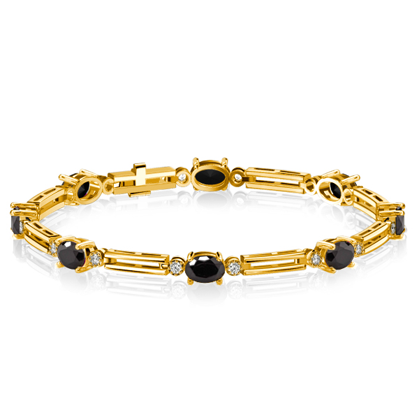 

Italo Vintage Oval Cut Black Sapphire Bracelet For Wedding, White