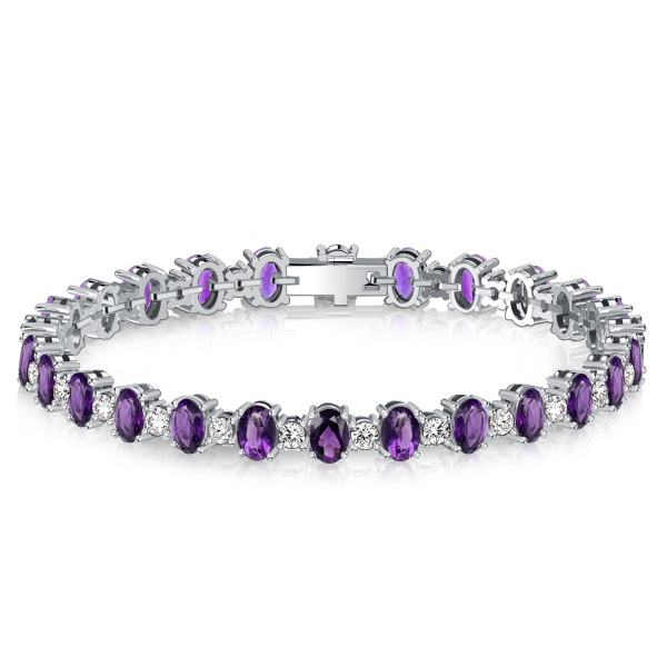 

Italo Oval Cut Amethyst Tennis Bracelet For Wedding, White