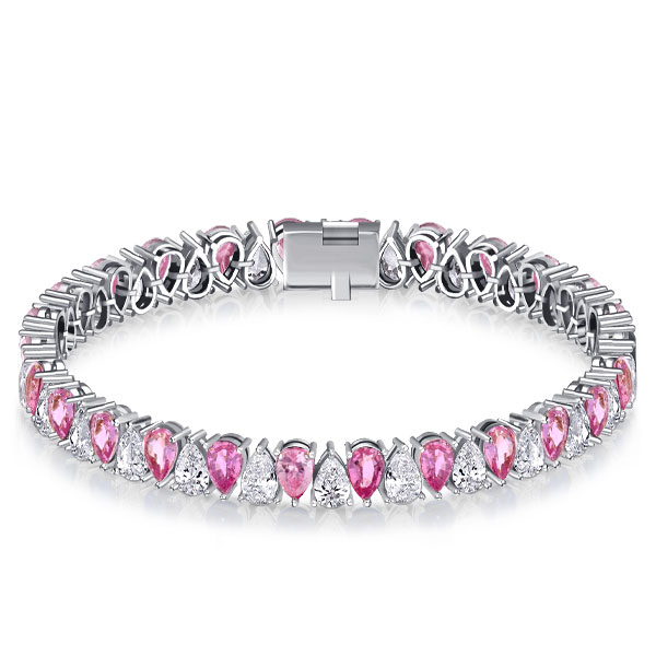 

Italo White & Pink Stone Pear Shaped Bracelet For Wedding