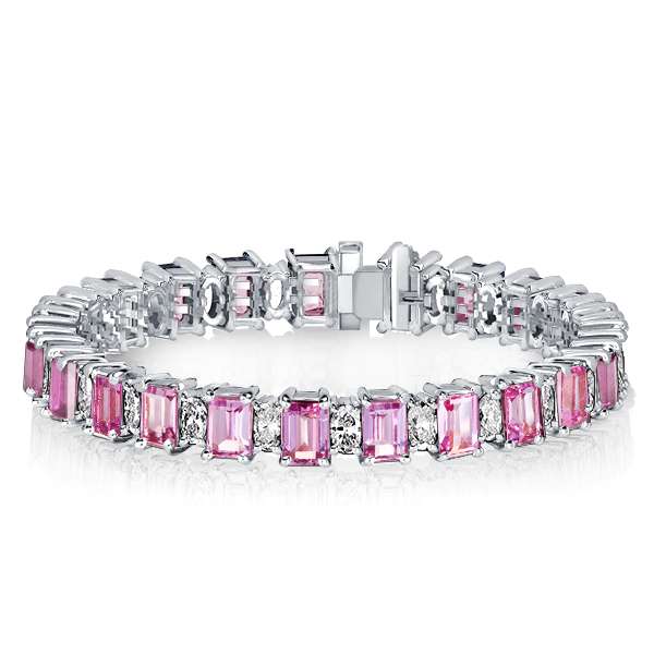 

Italo Emerald Cut White & Pink Stone Bracelets For Wedding