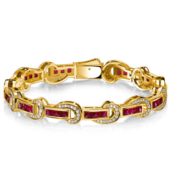 

Italo Art Deco Princess Cut Ruby Bracelets For Wedding, White