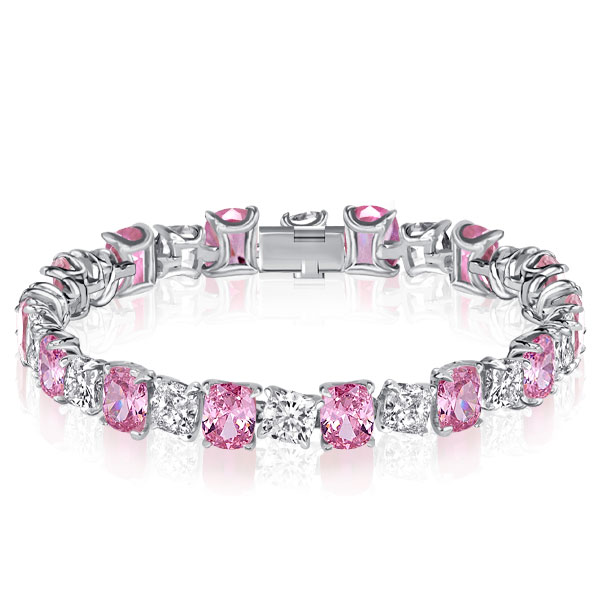 

Italo Cushion Cut White & Pink Stone Bracelets For Wedding