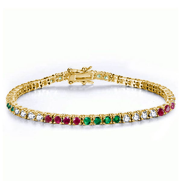 

Italo Golden Emerald Sapphrie Ruby Tennis Bracelet, White