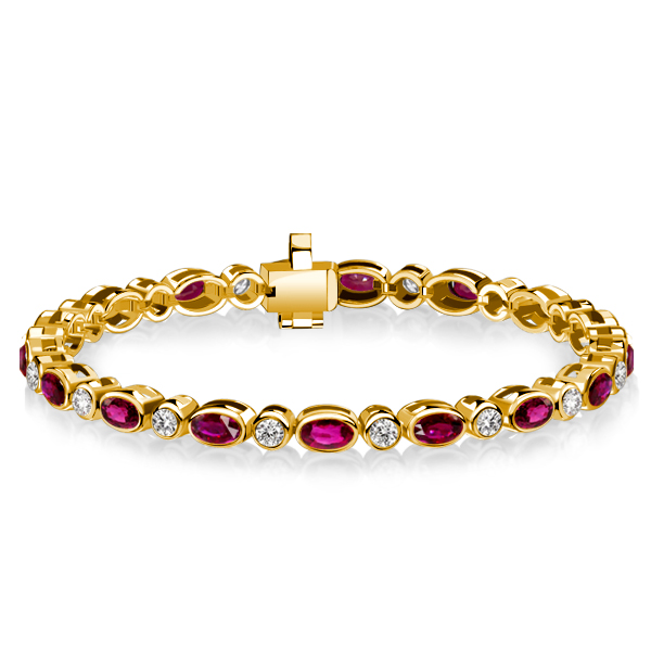 

Italo Golden Oval Cut Ruby Tennis Bracelets For Women, White