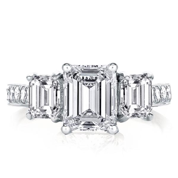 

Three Stone Emerald Cut Half Eternity Engagement Ring, White