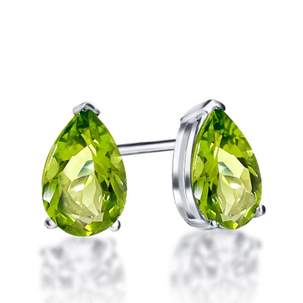 

Italo Peridot Pear Cut Stud Earrings For Women Silver Earrings, White