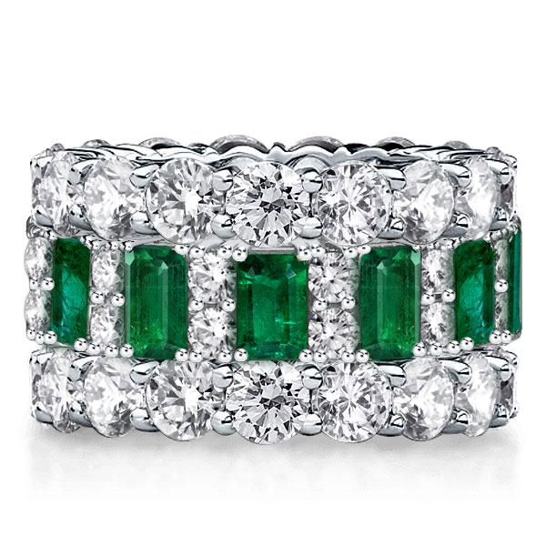 

Italo Emerald Green Stackable Band Set For Women, White