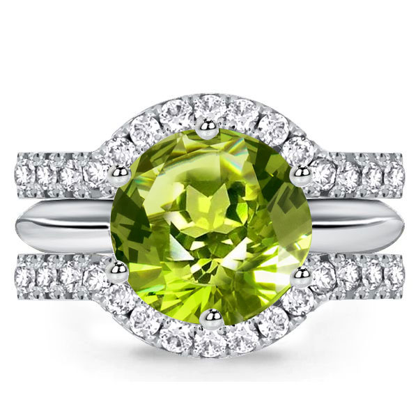 

Italo Classic Peridot 3PC Wedding Rings For Women, White