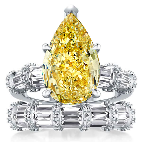 

Italo Ribbon Design Yellow Topaz Pear Shaped Bridal Set, White