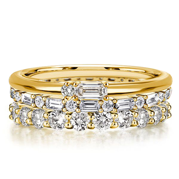 

Italo Eternity Golden Baguette & Round Cut Stackable Band Set, White