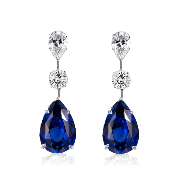 

Italo Pear Cut Blue & White Sapphire Drop Earrings