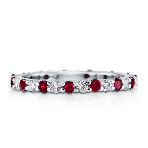 

Italo White & Ruby Sapphire Eternity Wedding Band For Women