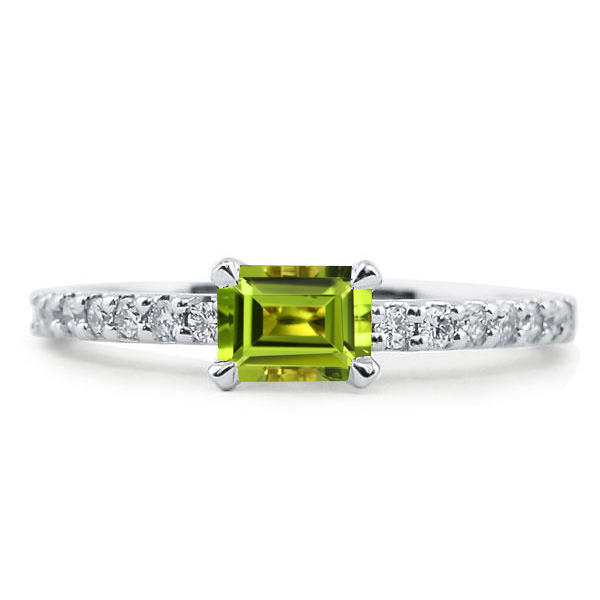 

Italo East West Peridot Emerald Cut Wedding Band For Women, White