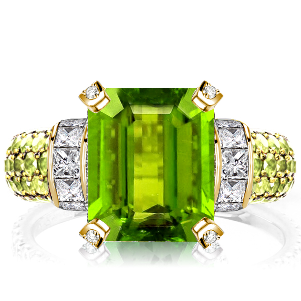 

Italo Vintage Peridot Emerald Cut Engagement Ring For Women, White